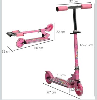 Patinete Infantil Rosa con Luces HOMCOM