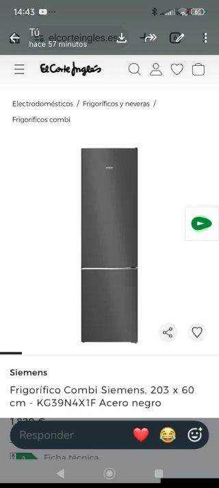 Frigorífico Combi Siemens KG39N4X1F