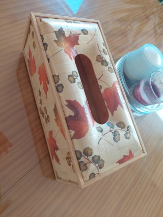 Caja dispensador pañuelos hojas otoño