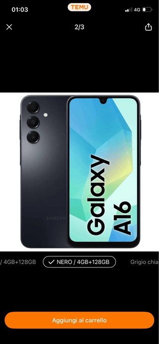Samsung Galaxy A16 4/128GB Nero Nuovo