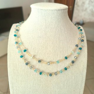 Collana cristalli azzurri e blu