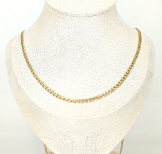 Cadena Barbada de oro de 18k, 13.27 g, 61 cm.