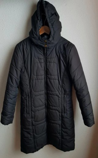 Abrigo Parka Acolchado Negro Talla M Seminueva