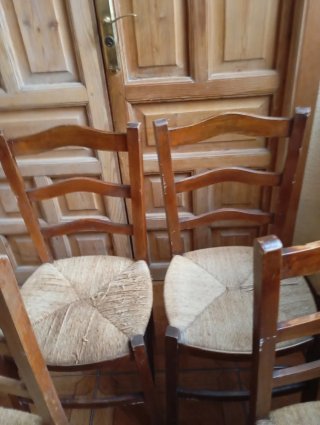 Sillas de anea de madera (Set de 4)