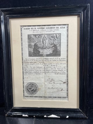 Certificado de profesión San Francisco Asis 1842
