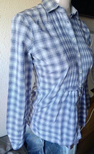 Camisa Cuadros/Pechera Pliegues -BohoChic/ Talla S