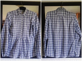Camisa Cuadros/Pechera Pliegues -BohoChic/ Talla S
