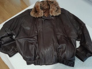 Cazadora Piel Vintage, Bomber Marrón Nueva talla G