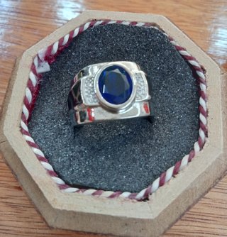 Anillo Sello de Plata 925 con Piedra Azul