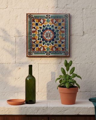 Mosaico geometrico di piastrelle zellige marocchine
