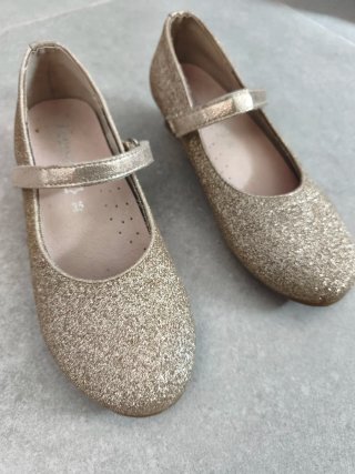 Zapatos de Niña con Purpurina Oro Talla 35