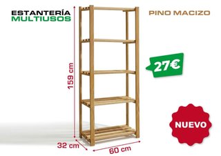 Scaffale Multiuso in Pino Massello