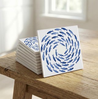 Pack 6 azulejos peces azules 10x10 cm cocina