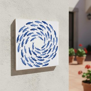 Pack 6 azulejos peces azules 10x10 cm cocina