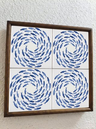 Pack 6 azulejos peces azules 10x10 cm cocina