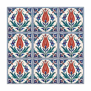 Pack 6 azulejos marroquíes tulipán floral 10x10 cm