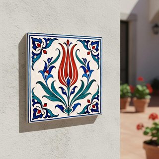 Pack 6 azulejos marroquíes tulipán floral 10x10 cm