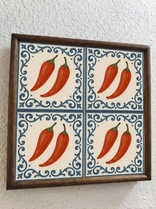 Pack 6 azulejos pimiento rústico cerámica cocina