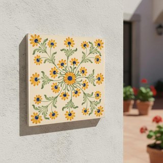 Pack 6 azulejos margaritas botánicas cerámica
