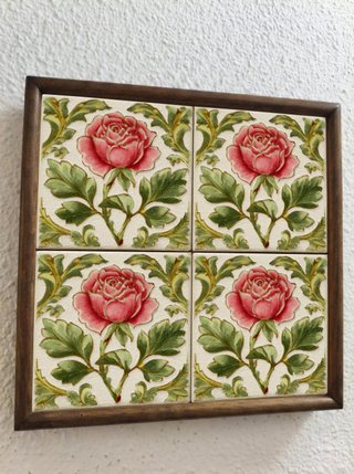 Pack 6 azulejos 10x10 cm rosa botánica cerámica