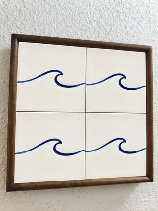 Pack 6 azulejos cerámica onda minimalista azul