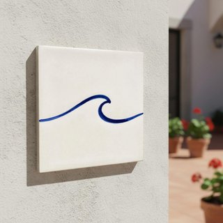 Pack 6 azulejos cerámica onda minimalista azul