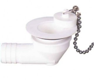 Desagüe acodado blanco para camper