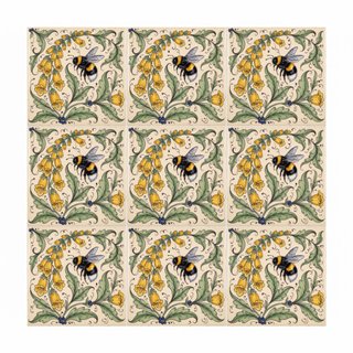 Pack 6 azulejos abeja flor art nouveau cocina