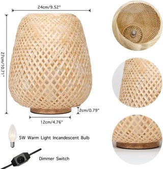 Lámpara de Bambú Tejida Estilo Japonés