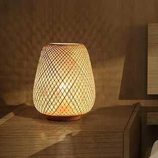 Lámpara de Bambú Tejida Estilo Japonés