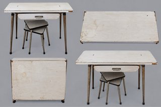 Mesa cocina vintage + 2 taburetes