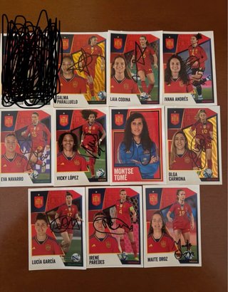 10 Cromos Firmados Selección Española Femenina