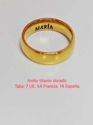 Nombres perfil Anillo titanio dorado MARÍA Talla 7