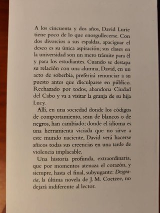 Desgracia - NUEVO - J. M. Coetzee