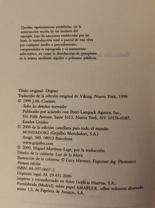 Desgracia - NUEVO - J. M. Coetzee