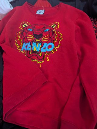 Sudadera Kenzo Roja con Tigre Bordado