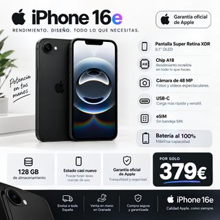 iPhone 16e Negro 128GB Batería 100%