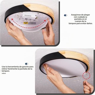 Lámpara de Techo LED Madera y Metal 30cm