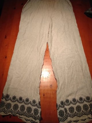 Pantalones de Lino Beige Talla 40