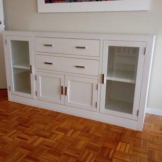 Aparador Blanco con Puertas de Cristal