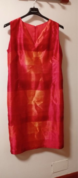 Vestido de fiesta rojo y naranja