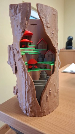 Pueblo 3D en tronco