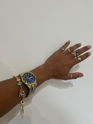Reloj y Anillos Acero Inoxidable dorado de poder