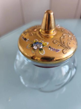 Frasco tapa dorada Veneciano cristal