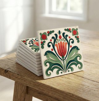 Pack 6 azulejos botánicos estilo Matyó para pared