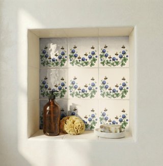 Pack 6 azulejos abeja trébol botánico 10x10 cm