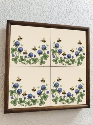 Pack 6 azulejos abeja trébol botánico 10x10 cm