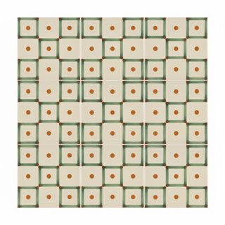Azulejos geométricos retro verdes ocres 10x10 cm