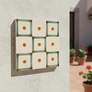 Azulejos geométricos retro verdes ocres 10x10 cm