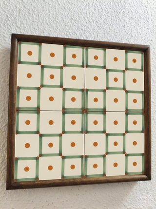 Azulejos geométricos retro verdes ocres 10x10 cm